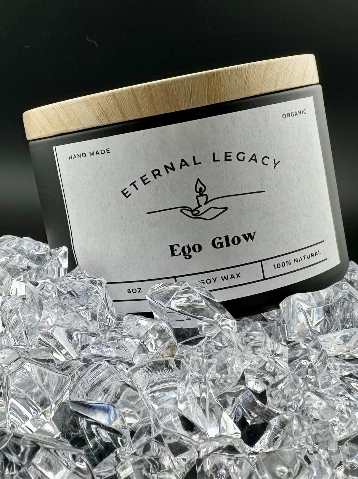 Ego Glow 8oz Matte Black Candle Tin