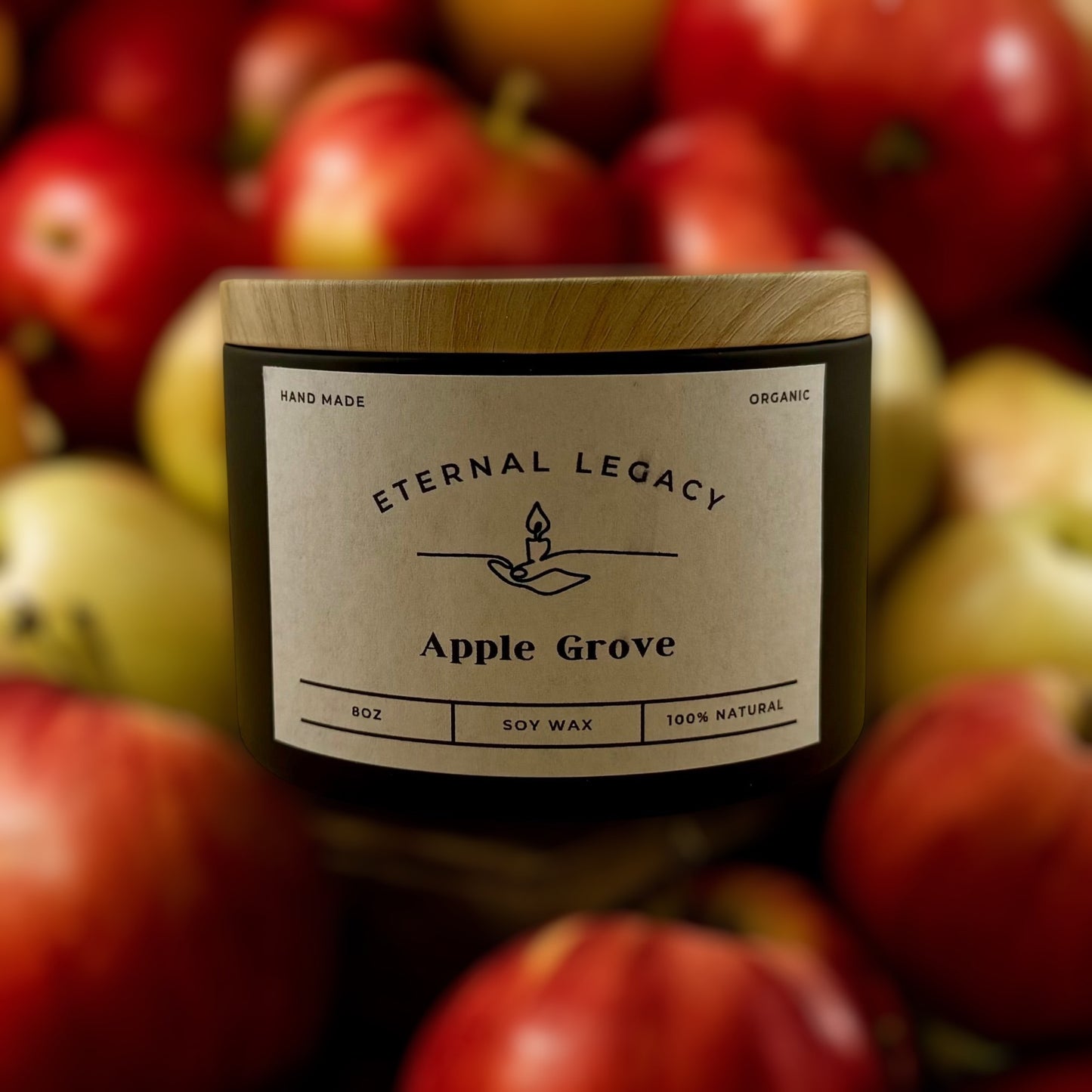 Apple Grove 8oz Matte Black Candle Tin