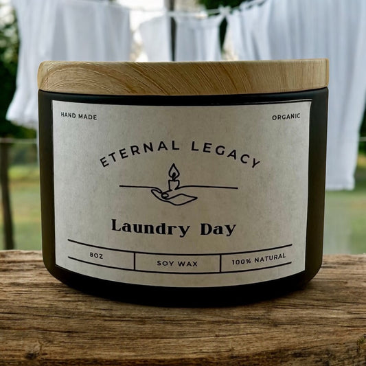 Laundry Day 8oz Matte Black Candle Tin