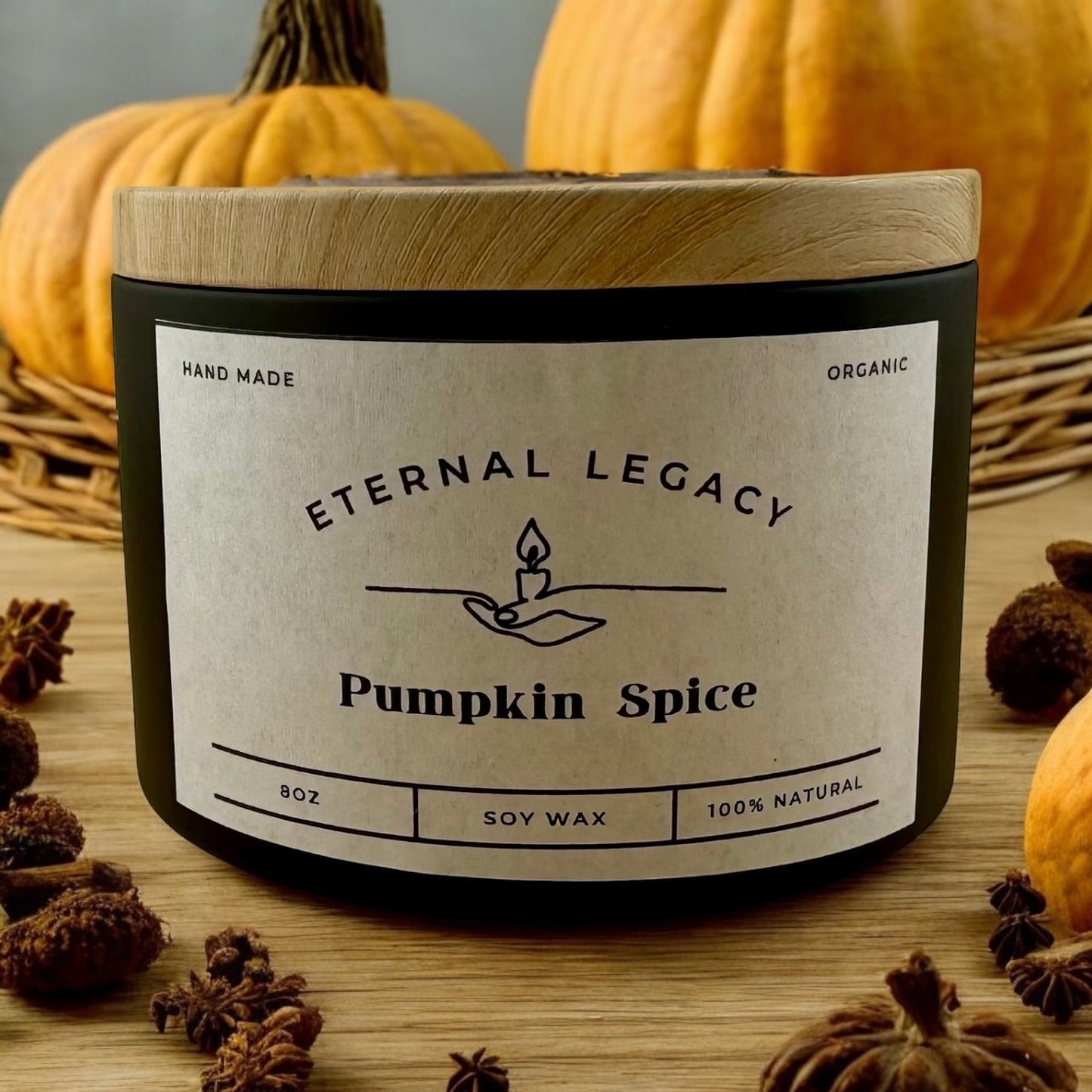 Pumpkin Spice 8oz Matte Black Candle Tin