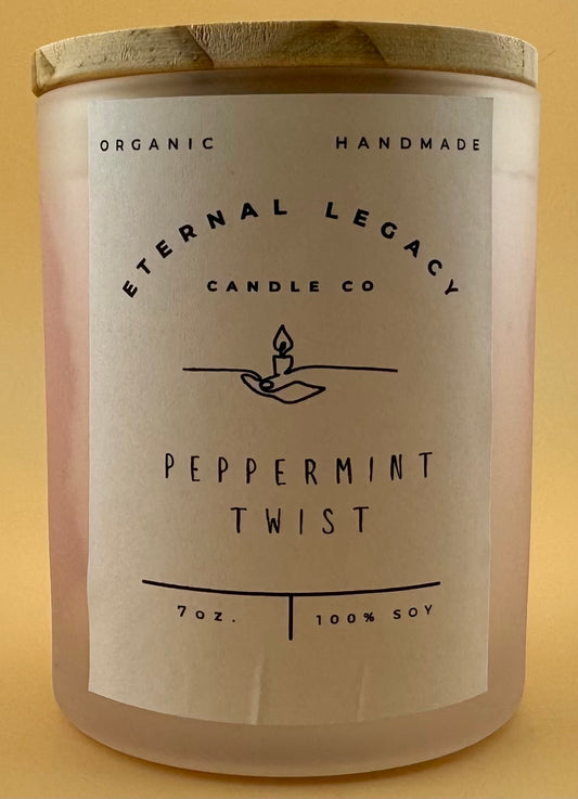 Peppermint Twist 7oz White Glass Candle