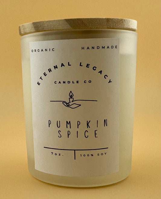 Pumpkin Spice 7oz White Glass Candle