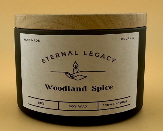 Woodland Spice 8oz Matte Black Candle Tin