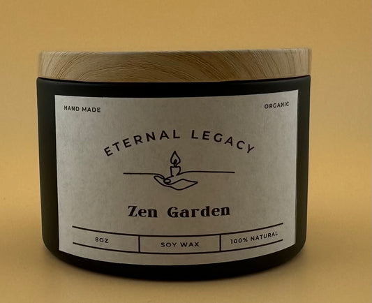 Zen Garden 8oz Matte Black Candle Tin